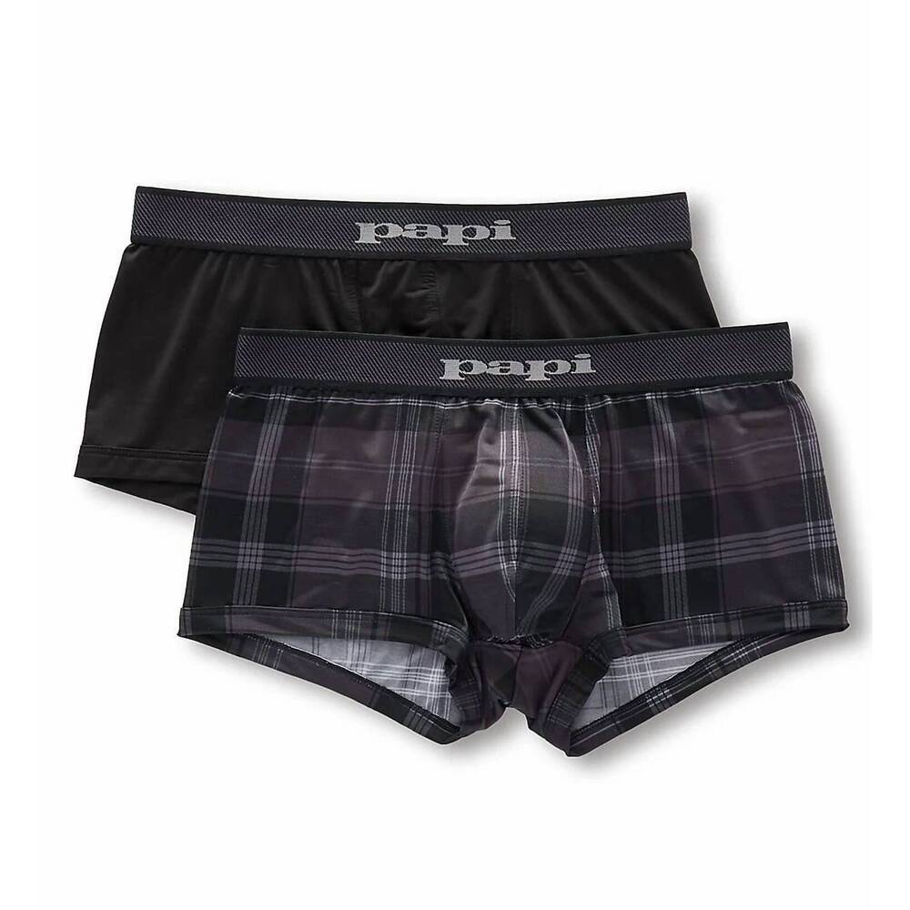 NEW PAPI men's cool 2 brazilian trunks - 2 pack in black/grey